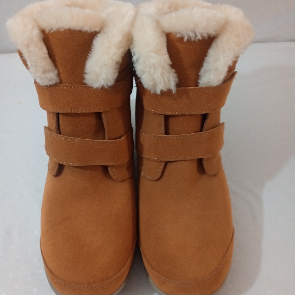 Orthofeet Florence Camel Suede Sherpa Lined Leather Boots